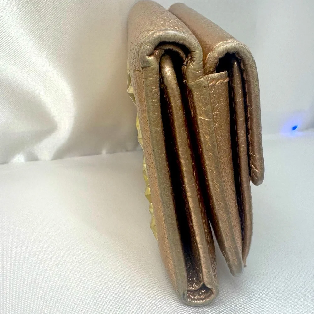 Jimmy Choo Mini Trifold Wallet Star Studded Nino Copper Metallic Leather EUC - Picture 3 of 11